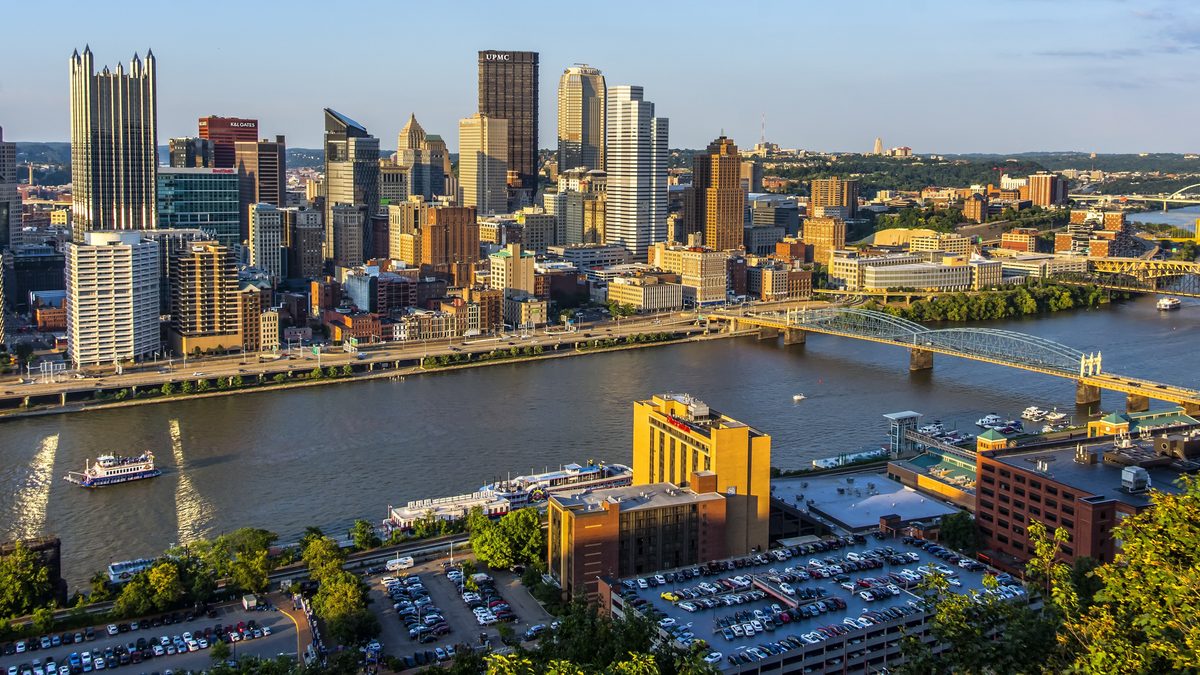 Pittsburgh city and river view